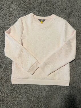 Girls' Long Sleeve Pink Textured Crewneck Top